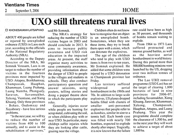 UXO Newspaper Clipping